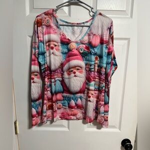 Colorful Santa Claus Long Sleeve Top